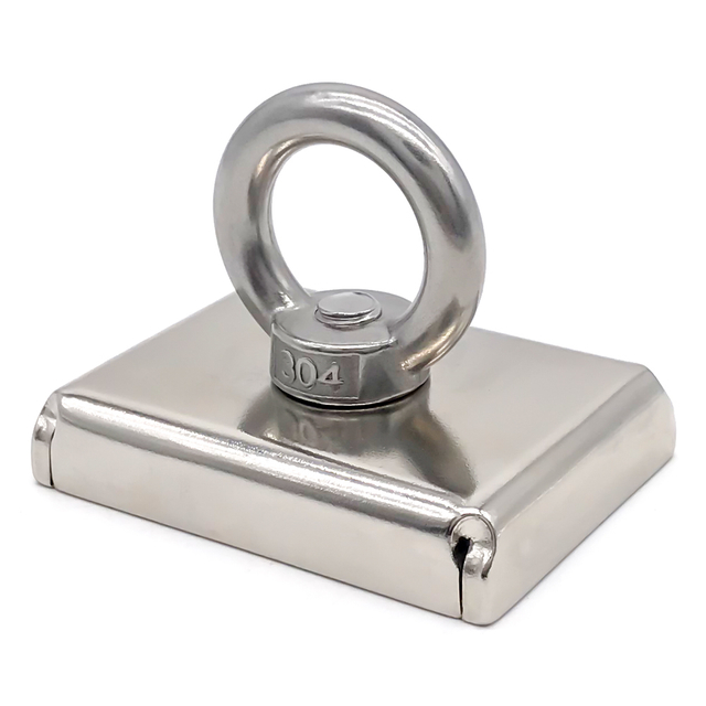 Kit de récupération magnétique rectangle Aimant de pêche en néodyme avec anneau SST