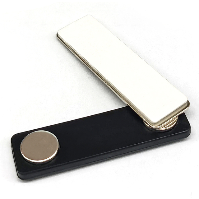 Aimant de badge nominatif en néodyme avec support adhésif rectangulaire en tôle d'acier 