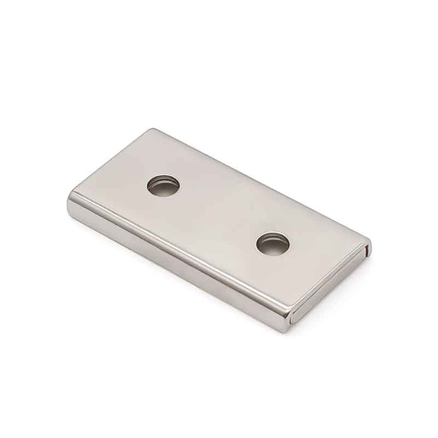 Prix ​​d'usine pas cher terres rares aimant Permanent 20kg30kg Force puissante forme de bloc Double trou fraisé aimant de canal NdFeB